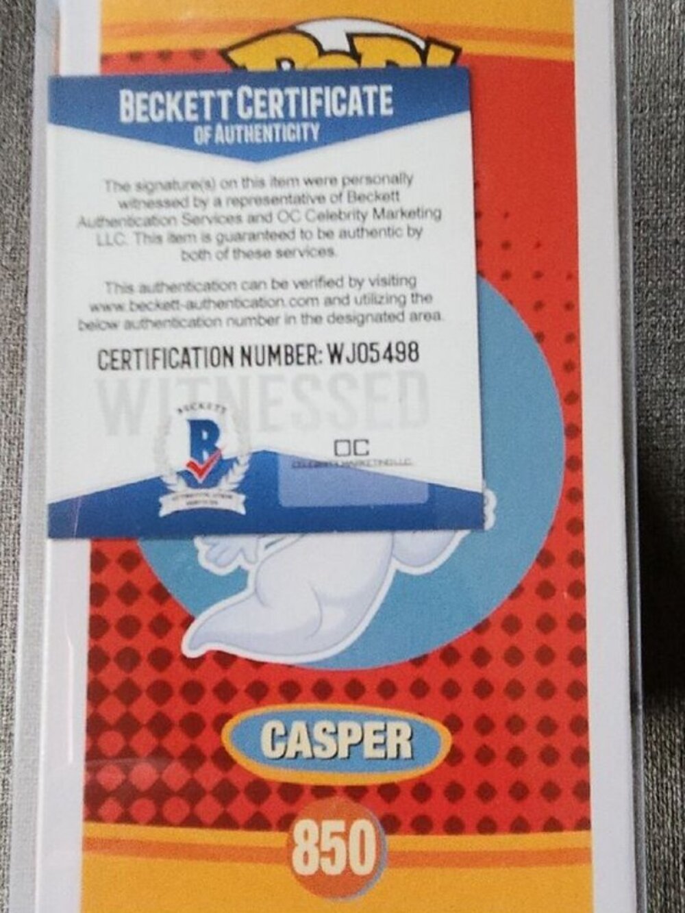 Devon Sawa signed Funko Pop! Vinyl Casper the Friendly Ghost Casper #850 w/COA - Picture 3 of 6